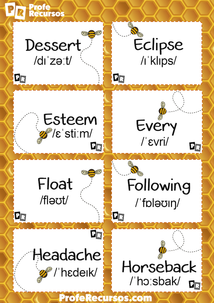Spelling bee cards